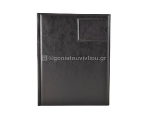 VIVIAN PLAST ΔΙΦΥΛΛΟ ΠΛΑΣΤΙΚΟ ΝΤΟΣΙΕ 24x31cm ΜΕ ΘΗΚΗ ΓΙΑ ΕΤΙΚΕΤΑ ΜΑΥΡΟ