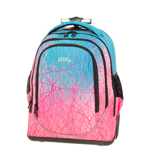 POLO ΣΧΟΛΙΚΗ ΤΣΑΝΤΑ ΣΑΚΙΔΙΟ TROLLEY ΤΡΟΛΕΙ ΔΗΜΟΤΙΚΟΥ UPGLOW ΦΟΥΞΙΑ ΜΠΛΕ ΜΕ ΓΡΑΜΜΕΣ 8255