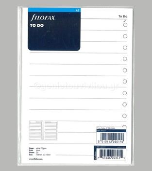 FILOFAX A5 14,8x21cm ΑΝΤΑΛΛΑΚΤΙΚO TO DO (ΦΥΛΛΑ ΥΠΕΝΘΥΜΙΣΗΣ ΤΙ ΕΧΩ ΝΑ ΚΑΝΩ) 342211