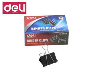 DELI BINDER CLIPS ΠΙΑΣΤΡΑ ΜΕΤΑΛΛΙΚΗ ΜΑΥΡΗ 41ΜΜ 9542